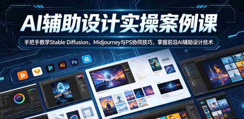 AI辅助设计实操案例课，手把手教学Stable Diffusion、Midjourney与PS协同技巧，掌握前沿AI辅助设计技术-有道网创