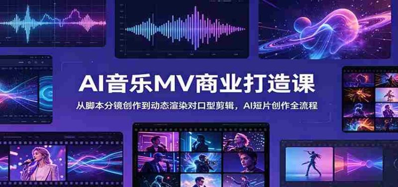 AI音乐MV商业打造课:从脚本分镜创作到动态渲染对口型剪辑,AI短片创作全流程-有道网创