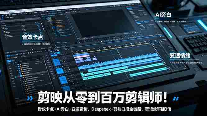 (18867期)剪映从零到百万剪辑师!音效卡点+AI旁白+变速情绪,Deepseek+剪映口播全链路,剪辑效率翻3倍-有道网创