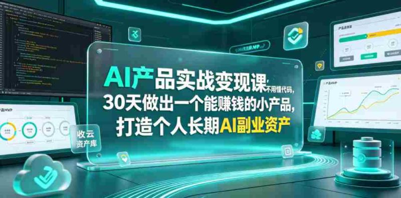 AI产品实战变现课,不用懂代码,30天做出一个能賺钱的小产品,打造个人长期AI副业资产-有道网创