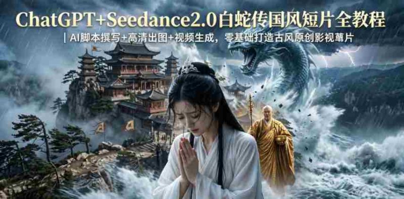 ChatGPT+Seedance2.0白蛇传国风短片全教程｜AI脚本撰写+高清出图+视频生成，零基础打造古风原创影视短片-有道网创