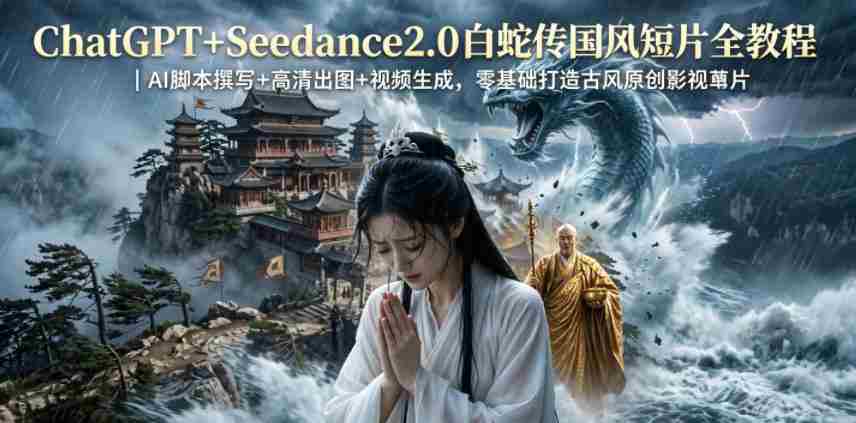 ChatGPT+Seedance2.0白蛇传国风短片全教程｜AI脚本撰写+高清出图+视频生成，零基础打造古风原创影视短片-有道网创