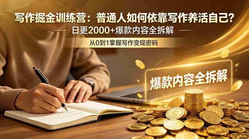 （18901期）写作掘金训练营：普通人如何依靠写作养活自己？日更2000+爆款内容全拆解-有道网创