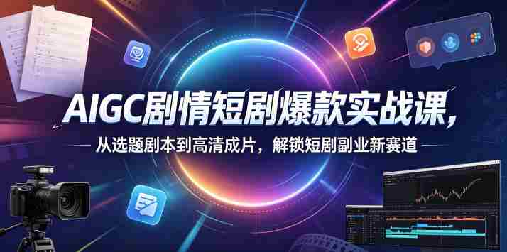 AIGC剧情短剧爆款实战课，从选题剧本到高清成片，解锁短剧副业新赛道-有道网创