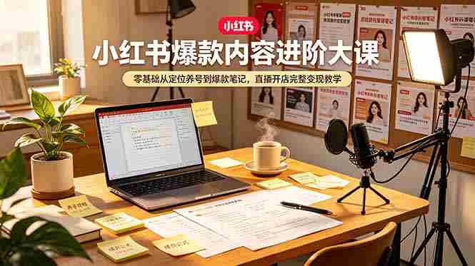 (19118期)小红书爆款内容进阶大课,零基础从定位养号到爆款笔记,直播开店完整变现教学-有道网创