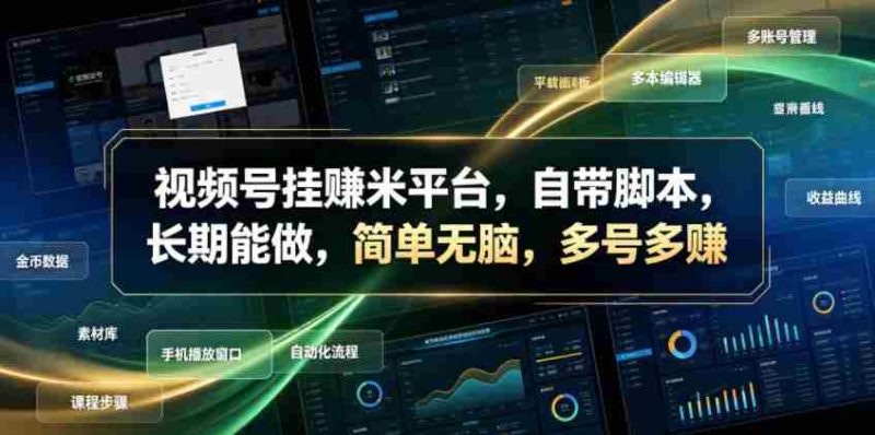 视频号挂賺米平台,自带脚本,长期能做,简单无脑,多号多賺【揭秘】-有道网创