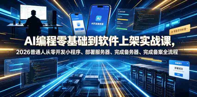AI编程零基础到软件上架实战课,2026普通人从零开发小程序、部署服务器、完成备案全流程项目落地教程-有道网创