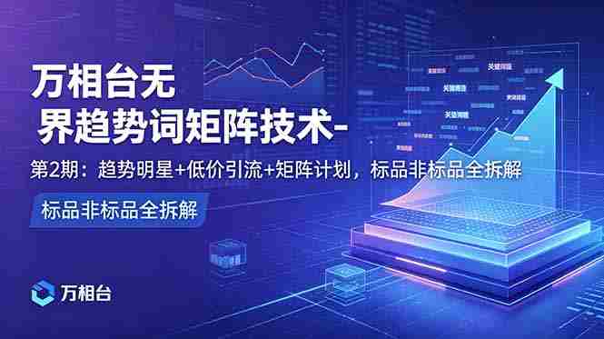 (18861期)万相台无界趋势词矩阵技术-第2期:趋势明星+低价引流+矩阵计划,标品非标品全拆解-有道网创