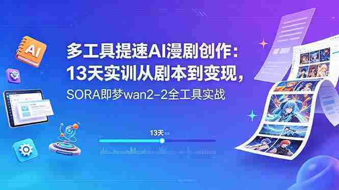 (18707期)多工具提速AI漫剧创作:13天实训从剧本到变现,SORA即梦wan2-2全工具实战-有道网创