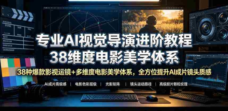 专业AI视觉导演进阶教程,38种爆款影视运镜+多维度电影美学体系,全方位提升AI成片高级感与镜头质感-有道网创