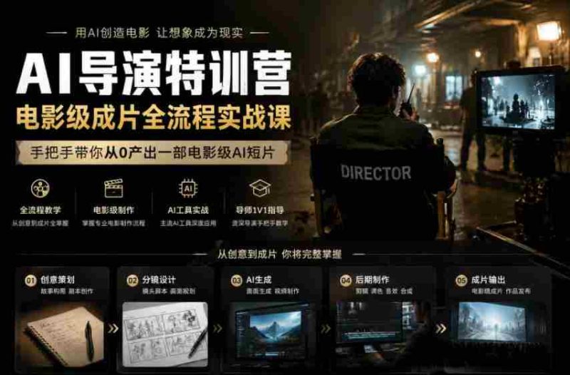 AI导演特训营,电影级成片全流程实战课,手把手带你从0产出一部电影级AI短片-有道网创