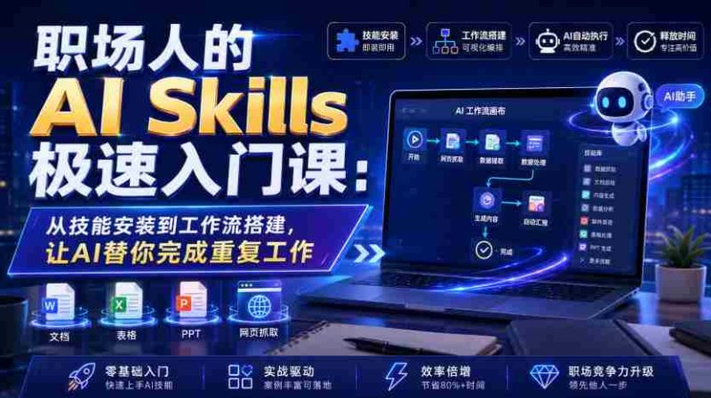 职场人的AI Skills极速入门课:从技能安装到工作流搭建,让AI替你完成重复工作-有道网创