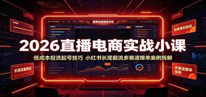 2026直播电商实战小课:低成本投流起号技巧,小红书长尾截流多赛道爆单案例拆解-有道网创
