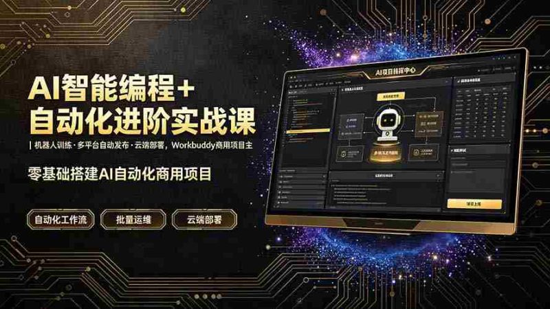 (19246期)AI智能编程+自动化进阶实战课|机器人训练·多平台自动发布·云端部署,Workbuddy商用项目全流程教学-有道网创