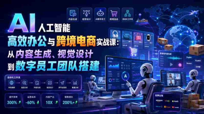 AI人工智能高效办公与跨境电商实战课:从内容生成、视觉设计到数字员工团队搭建-有道网创