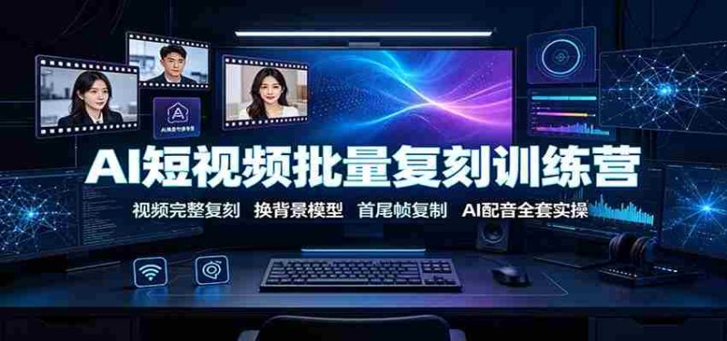 AI短视频批量复刻训练营:视频完整复刻,换背景模型、首尾帧复制、AI配音全套实操-有道网创