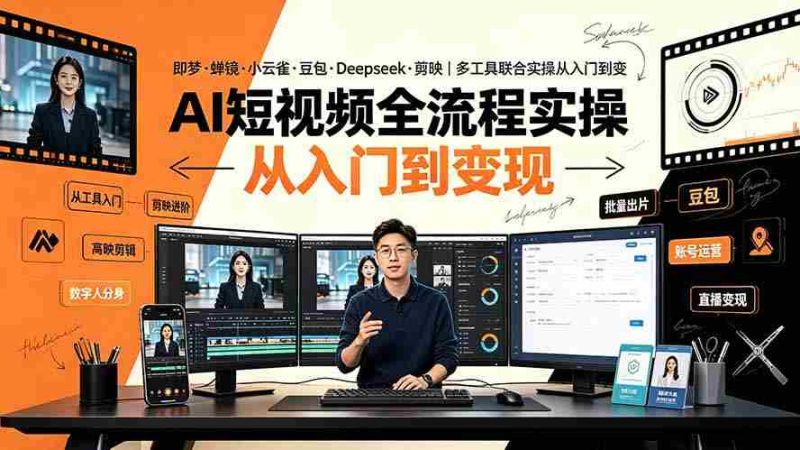 (19250期)AI短视频全流程实操:即梦·蝉镜·小云雀·豆包·Deepseek·剪映|多工具联合实操从入门到变现-有道网创