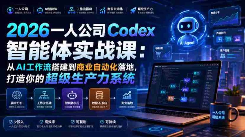 2026一人公司Codex智能体实战课:从AI工作流搭建到商业自动化落地,打造你的超级生产力系统-有道网创