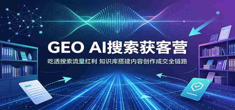 GEO AI搜索获客营:吃透搜索流量红利,知识库搭建内容创作成交全链路-有道网创