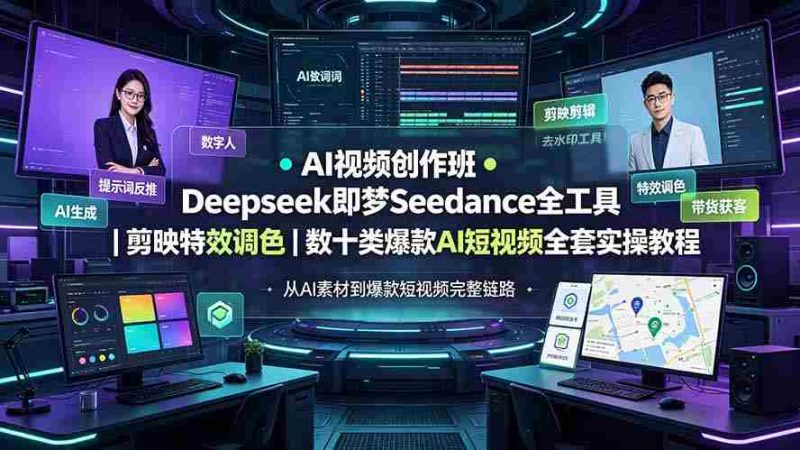 (19454期)AI视频创作班◆Deepseek即梦Seedance全工具|剪映特效调色|数十类爆款AI短视频全套实操教程-有道网创
