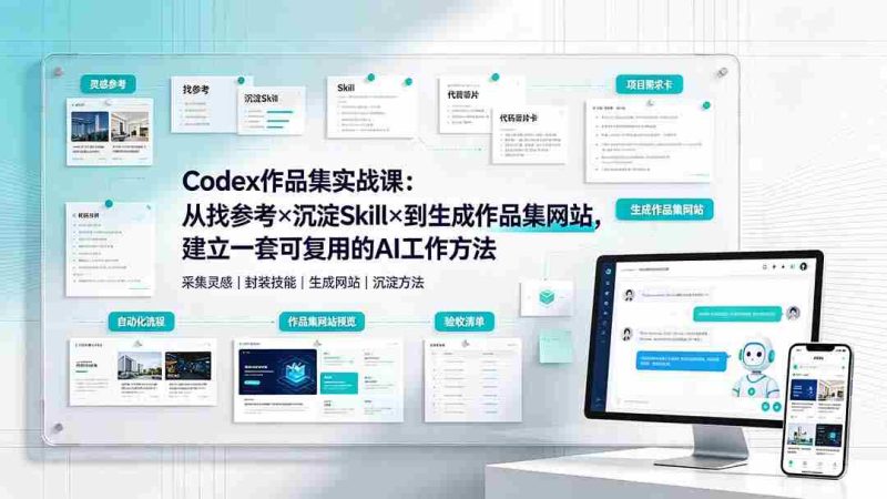 (19361期)Codex作品集实战课:从找参考×沉淀Skill×到生成作品集网站,建立一套可复用的AI工作方法-有道网创