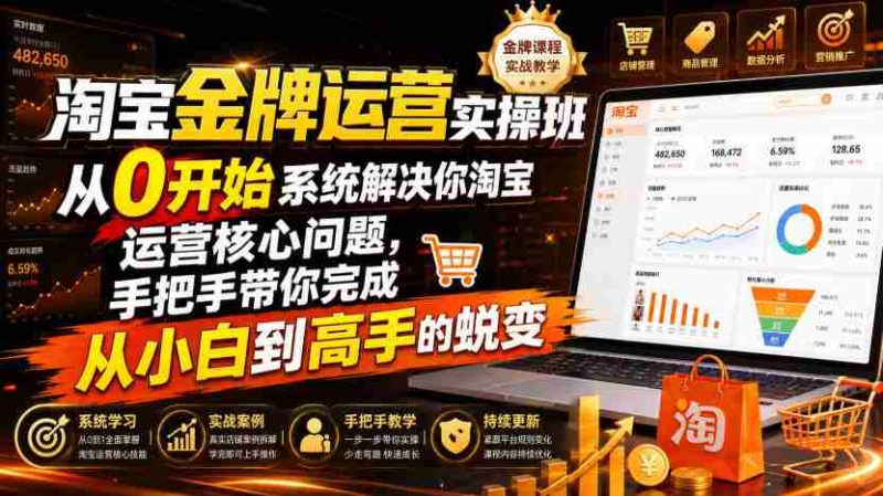 淘宝金牌运营实操班,从0开始系统解决你淘宝运营核心问题,手把手带你完成从小白到高手的蜕变(2026年7月)-有道网创