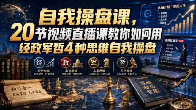 自我操盘课,20节视频直播课教你如何用经政军哲4种思维自我操盘-有道网创