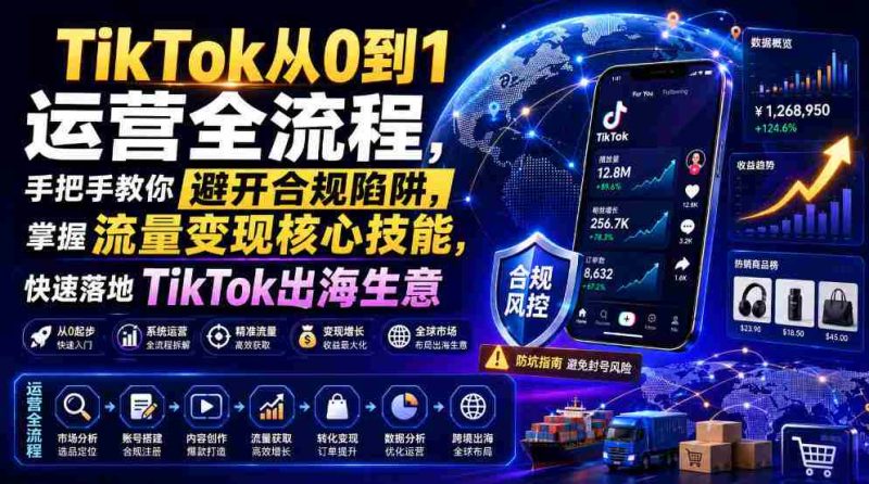 TikTok从0到1运营全流程,手把手教你避开合规陷阱,掌握流量变现核心技能,快速落地TikTok出海生意(更新7月)-有道网创
