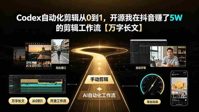 (19504期)Codex自动化剪辑从0到1,开源我在抖音赚了5W 的剪辑工作流【万字长文】-有道网创