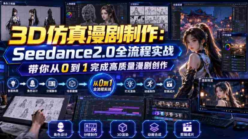 3D仿真漫剧制作:Seedance2.0全流程实战,带你从0到1完成高质量漫剧创作-有道网创