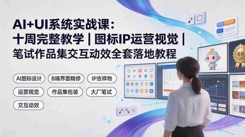 (19378期)AI+UI系统实战课:十周完整教学|图标IP运营视觉|笔试作品集交互动效全套落地教程-有道网创