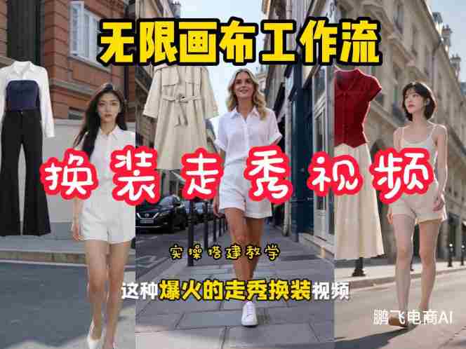 无限画布工作流一键制作炫酷换装视频，实操搭建教学，学完你也能快速制作各种带货视频-有道网创