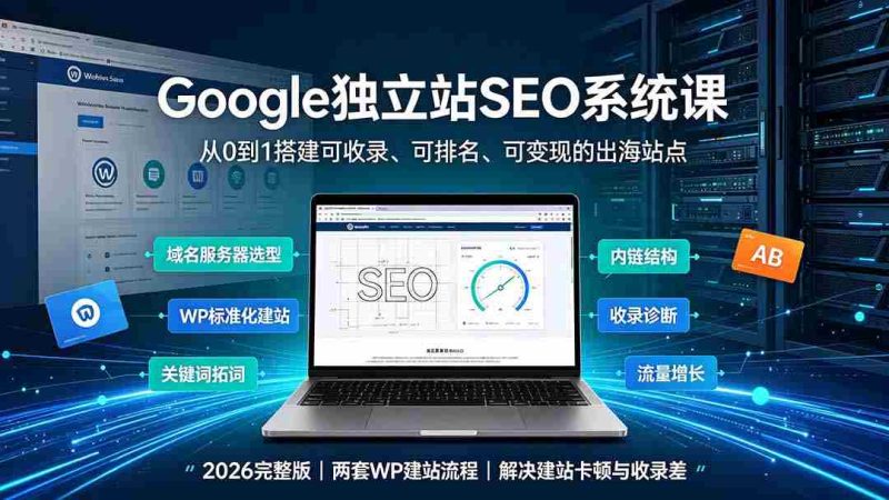(19426期)Google独立站SEO-7月系统课:出海基建×WordPress建站×AI内容生产×站内外优化×Search Console×AdSense变现-有道网创
