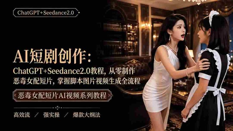 （19545期）AI短剧创作：ChatGPT+Seedance2.0教程，从零制作恶毒女配短片，掌握脚本图片视频生成全流程-有道网创