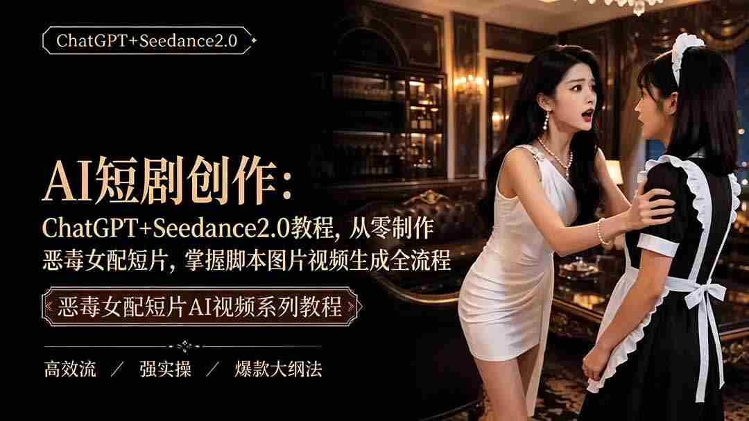 （19545期）AI短剧创作：ChatGPT+Seedance2.0教程，从零制作恶毒女配短片，掌握脚本图片视频生成全流程-有道网创