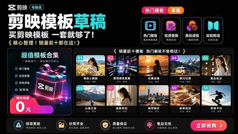 (19408期)1500+套剪映模板素材,超级超级无敌剪映剪辑模板合集包!附带预览图,全免费,撑爆你的网盘内存-有道网创