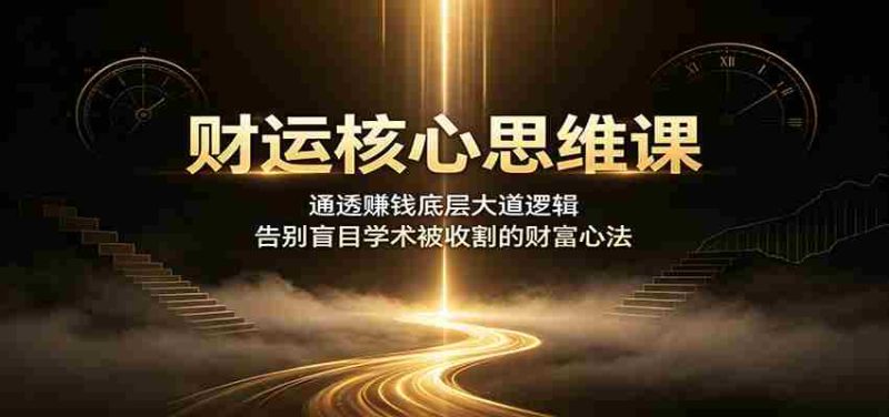 财运核心思维课:通透赚钱底层大道逻辑,告别盲目学术被收割的财富心法-有道网创