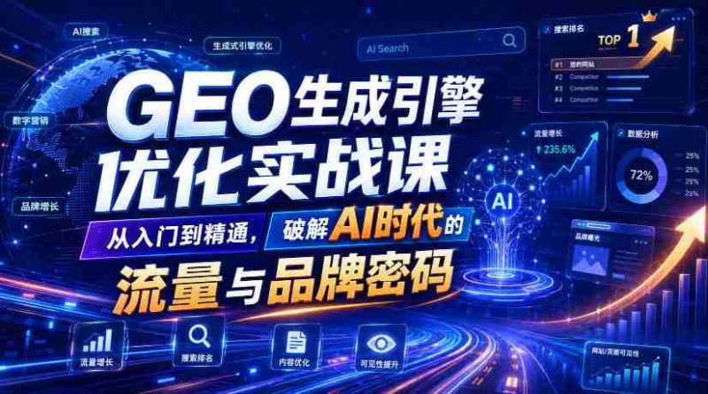 GEO生成引擎优化实战课,从入门到精通,破解AI时代的流量与品牌密码-有道网创