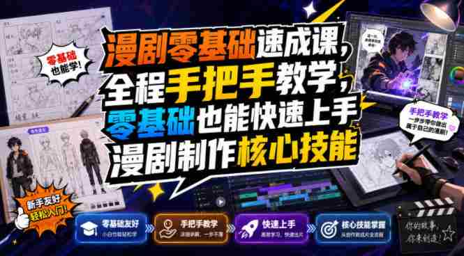 漫剧零基础速成课,全程手把手教学,零基础也能快速上手漫剧制作核心技能-有道网创