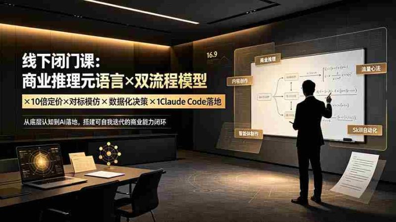(19381期)线下闭门课:商业推理元语言×双流程模型×10倍定价×对标模仿×数据化决策×Claude Code落地,击穿认知盲区-有道网创