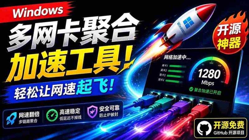 (19375期)Github开源黑科技!多网卡网速聚合加速工具,一键让你的电脑网速起飞,这感觉也太爽了HypoMux-有道网创