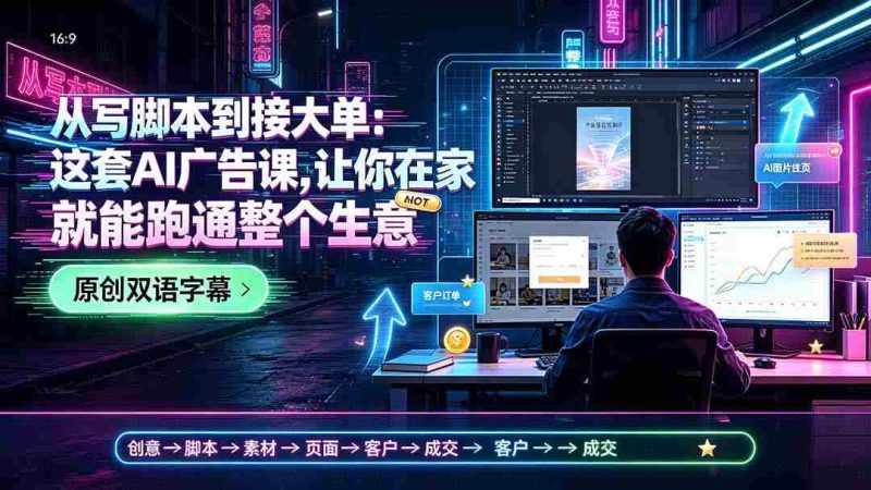 (19318期)从写脚本到接大单:这套AI广告课,让你在家就能跑通整个生意【原创双语字幕】-有道网创