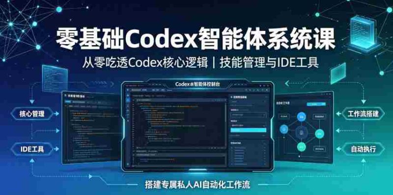 零基础Codex智能体系统课|从零吃透Codex核心逻辑、技能管理与IDE工具,搭建专属私人AI自动化工作流-有道网创