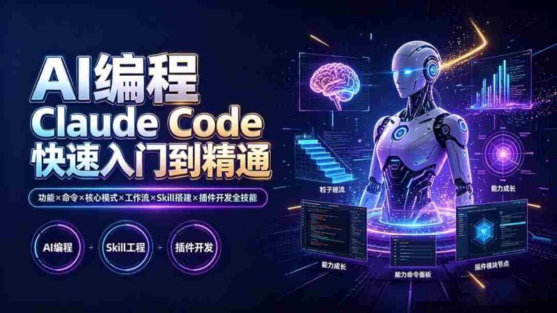 (19306期)AI编程 Claude Code快速入门到精通:功能×命令×核心模式×工作流×Skill搭建×插件开发全技能-有道网创
