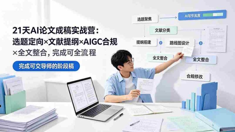 (19334期)21天AI论文成稿实战营:选题定向×文献提纲×AIGC合规×全文整合,完成可交导师的阶段稿-有道网创