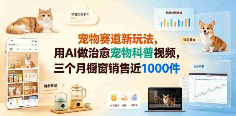 宠物赛道新玩法，用AI做治愈宠物科普视频，三个月橱窗销售近1000件【详细教学】-有道网创