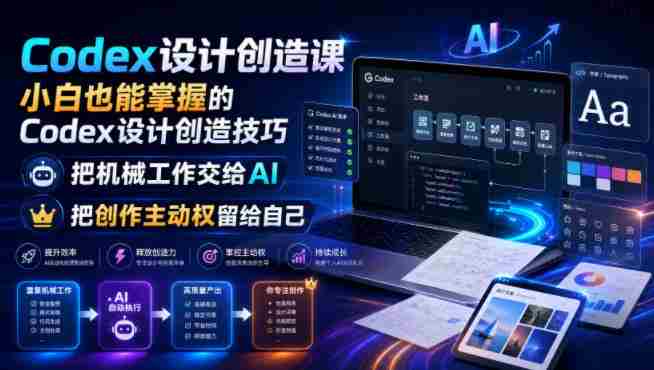 Codex设计创造课,小白也能掌握的Codex设计创造技巧,把机械工作交给AI,把创作主动权留给自己-有道网创