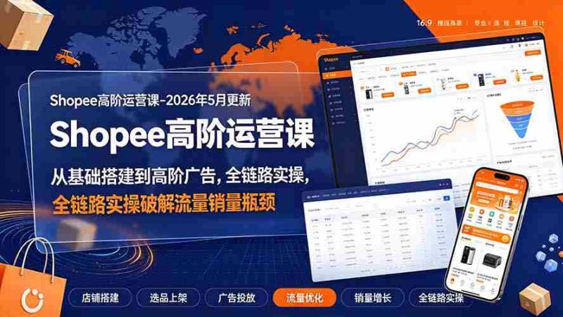 (19443期)Shopee高阶运营课-2026年更新,从基础搭建到高阶广告,全链路实操破解流量销量瓶颈-有道网创