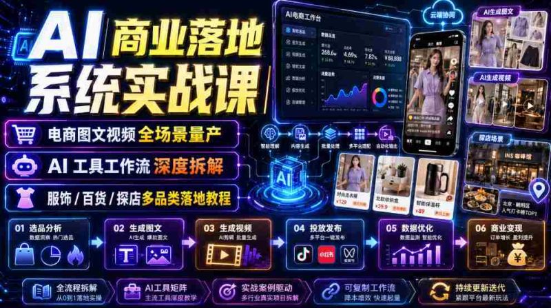 AI商业落地系统实战课|电商图文视频全场景量产・AI工具工作流深度拆解・服饰/百货/探店多品类落地教程-有道网创