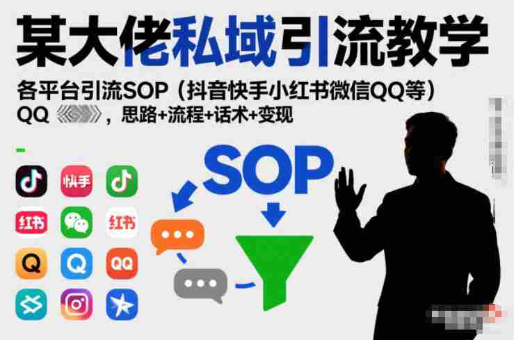 某大佬私域引流教学,各平台引流SOP(抖音快手小红书微信QQ等),思路+流程+话术+变现(更新0708)-有道网创